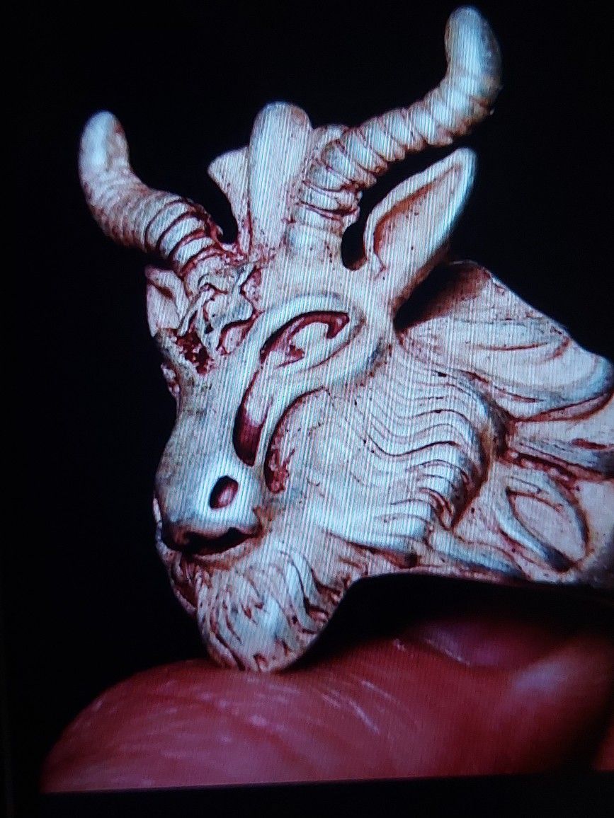 Old Antique Handmade **Silver Zodiac Animal's Sheep Goat Head Ring.** 16.0 grams **