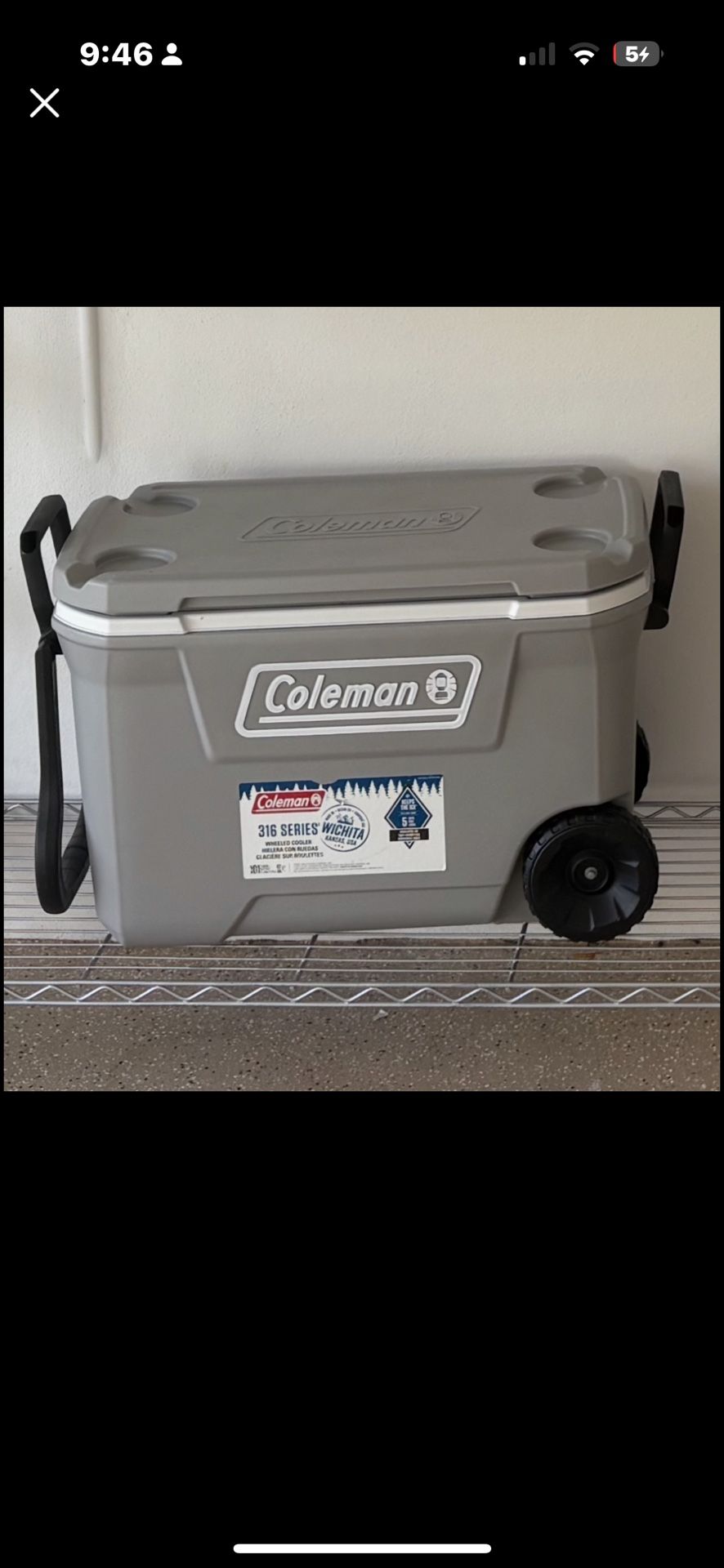 Coleman 316 Series Wheeled Cooler - 62qt Hard-Sided Cooler - Gray