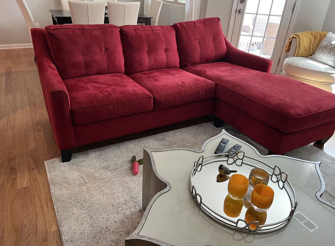 Red Cindy Crawford Sectional Sofa Couch
