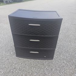 BROWN WEAVE STYLE PLASTIC DRAWERS  $10 AND UP. SEE DETAILS