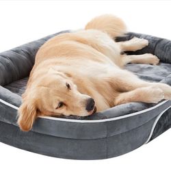 OhGeni Orthopedic Dog Bed Couch for X-Large Sized Pets with Egg Foam Support, Soft Tear-Resistant Fabric, 42-Inch (Gray)