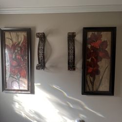 2 Paintings And 2 Candle Holders