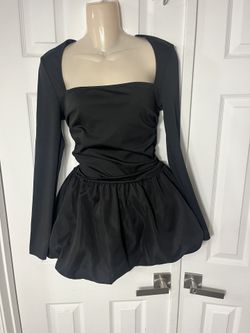 Black Bubble Ruched Dress Size M Never Worn