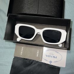 White Rectangle Prada Sunglasses 
