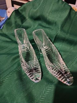 Pair of Clear Glass Shoe Figurines