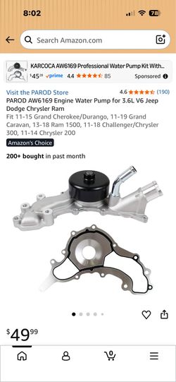 Water pump for Jeep, Chrysler,Dodge,VW Routan