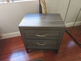 Stonecroft Columbus 2 Drawer Nightstand in Gray Oak and Black
