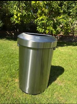 High Quality Urban 16 Gallon Semi-Round Open Top Waste Bin, Stainless Steel Half Round Commercial Trash Can, Extra Large Metal Garbage Bin