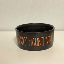 RAE DUNN HALLOWEEN MEDIUM SIZE ANIMAL DOG PET FOOD WATER BOWL HAPPY HAUNTING!