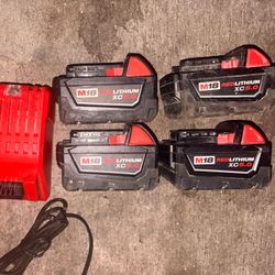 Milwaukee M18 5.0 Battery’s With Charger Good Condition 