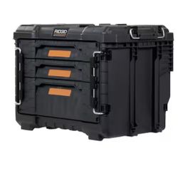 RIDGID Pro Gear System Gen 2.0 14.6 in. W Black Resin XL 3 Drawer Durable Hand Tool Box with Divider