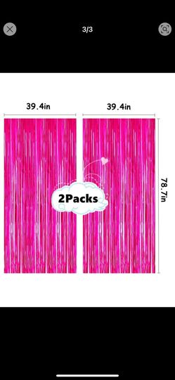 Hot Pink Foil Fringe Curtains 