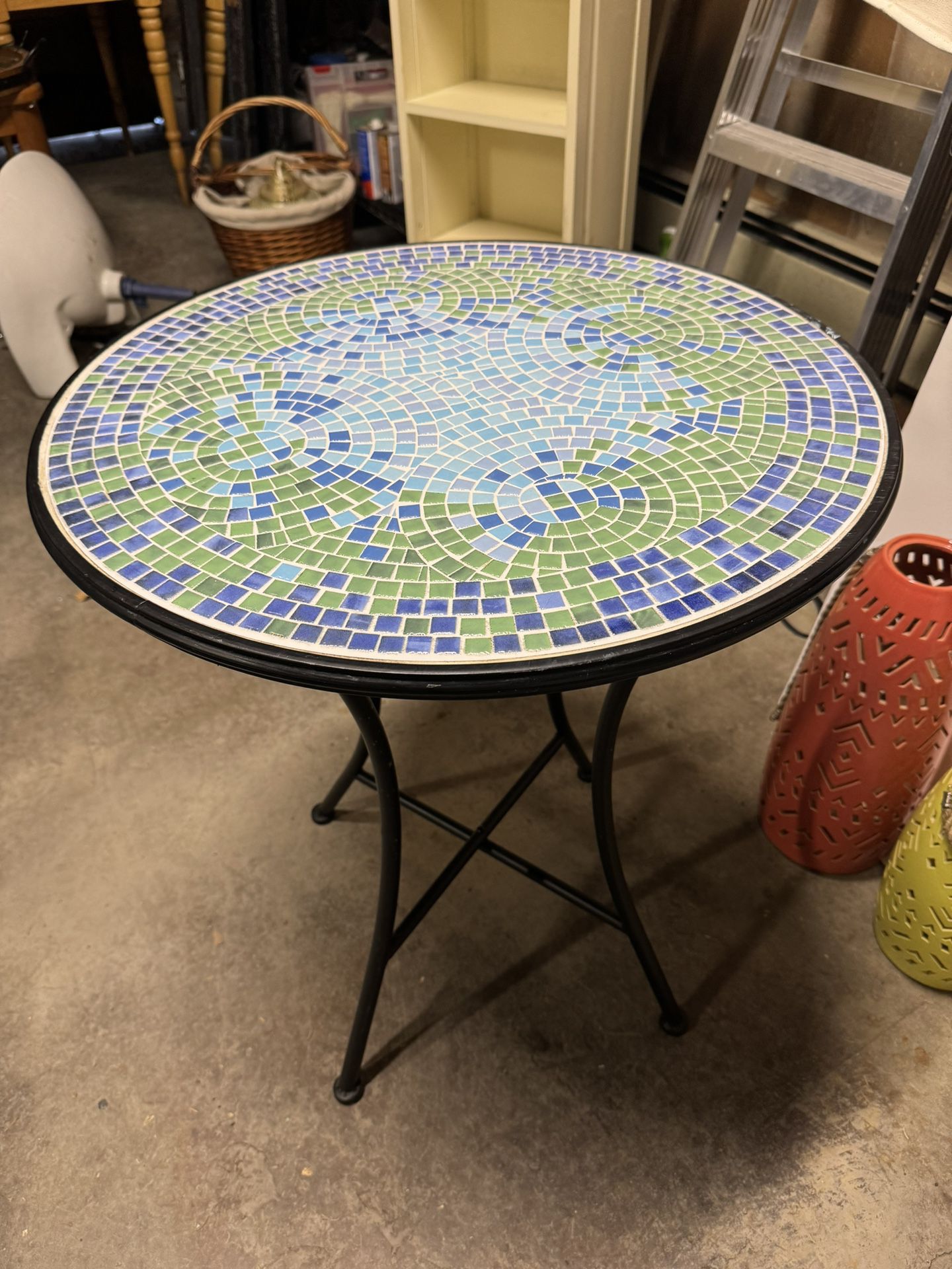 Tile & Wrought Iron Table