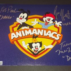 🔥Rob Paulsen, Jess Harnell, and Tress MacNeille autographed 8x10 canvas🔥