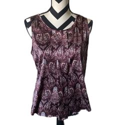 Ann Taylor Paisley Silky Blouse Petite Med 