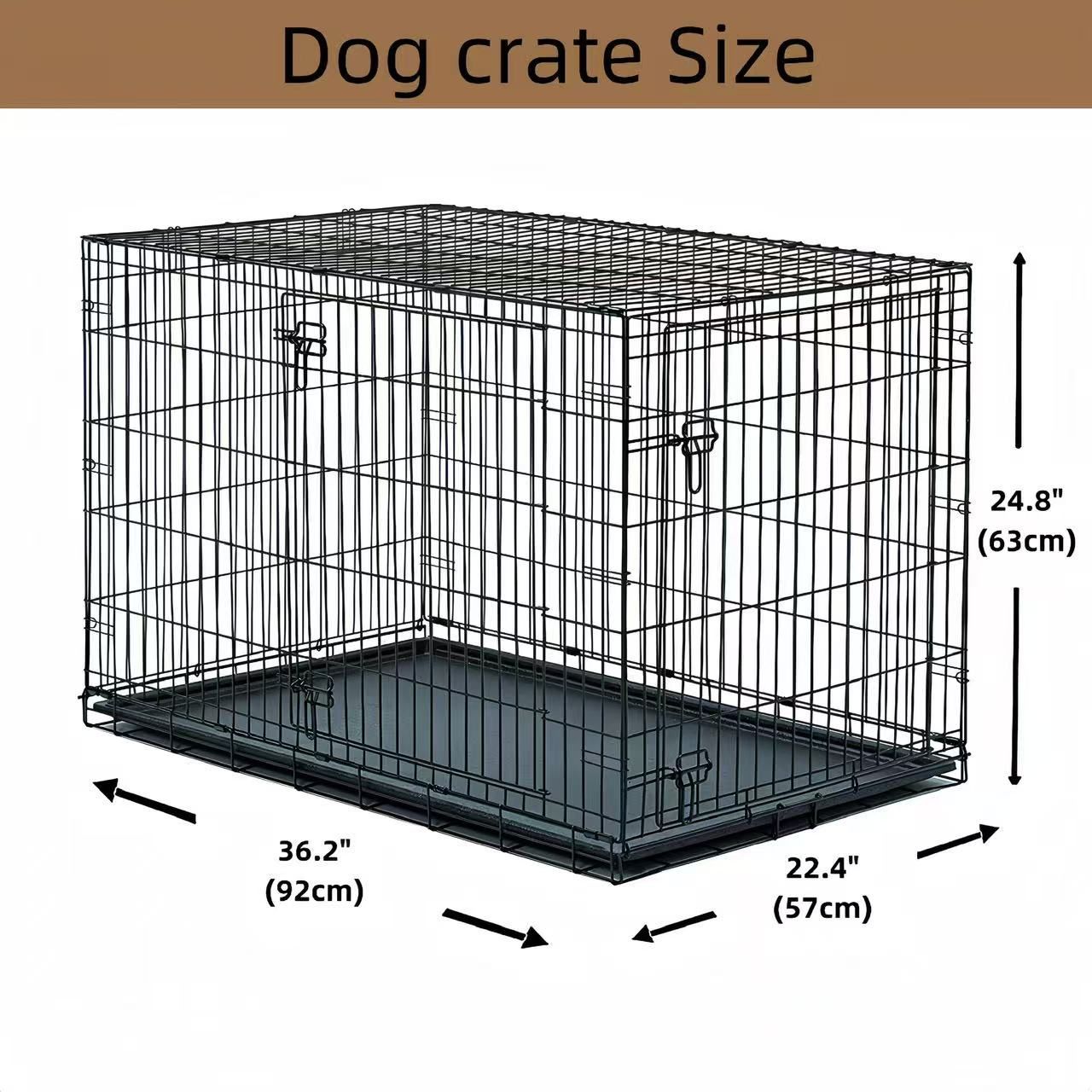 36" Dog Cage, Two Door Wire Dog Crate, Heavy Duty Portable Dog Cage