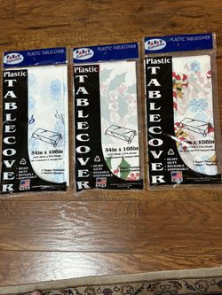LOT OF THREE 54”x108” Rectangular Plastic Table Covers For The Holidays