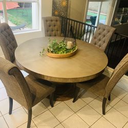 Rustic Copper Top Pedestal Table and Chairs 