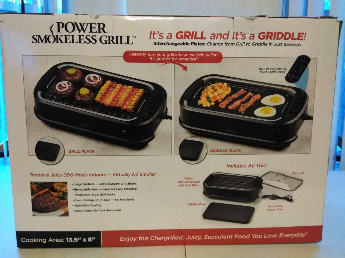 As Seem On TV Power Smokeless Indoor Electric Grill 1200w XL Non-Stick BBQ Grill