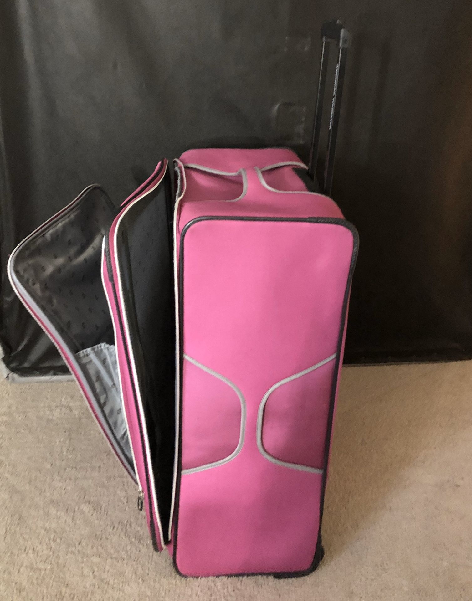 Pink big canvas suitcase