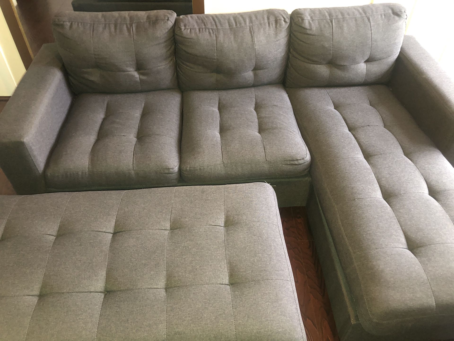 Sectional couch with ottoman into queen bed