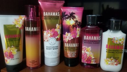 Bath & Body Works "Bahamas Passionfruit Banana Flower" Complete Set of 6 (Body Scrub, Spray, Moisturizing Body Wash, Body Creme, Shower Gel & Lotion)
