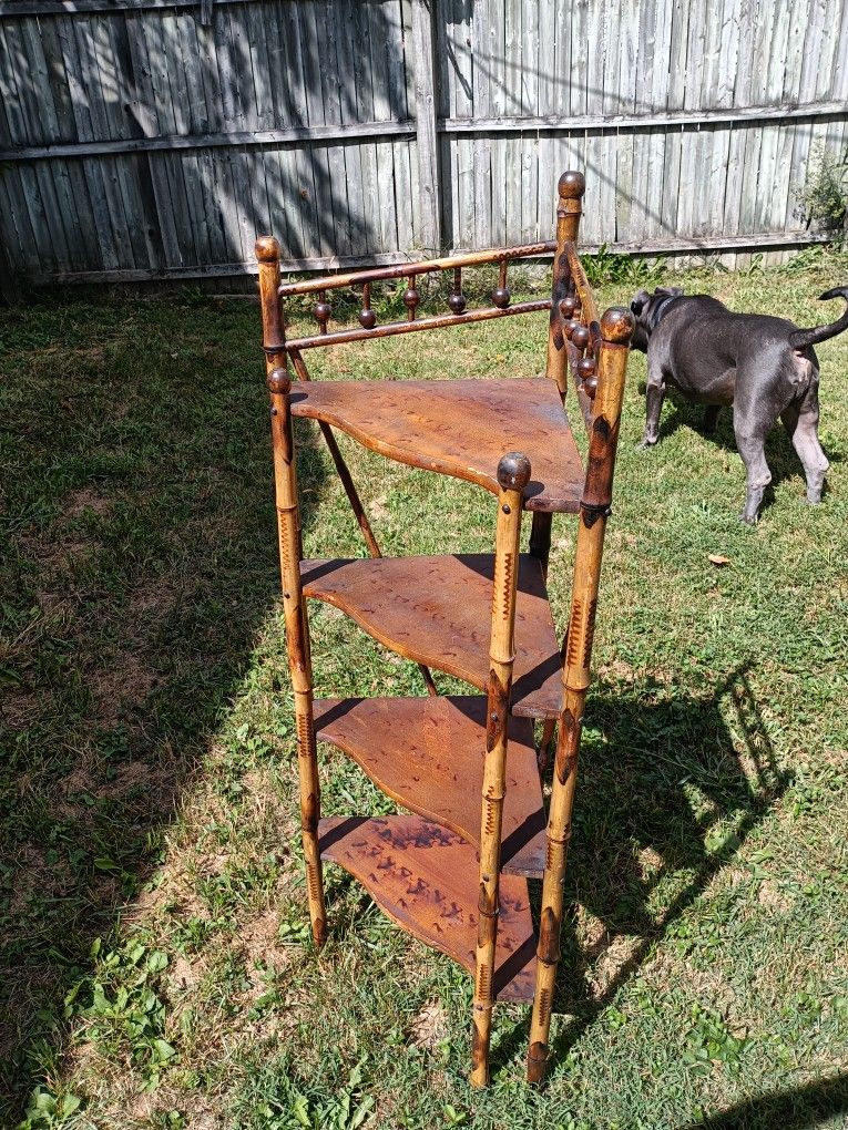 Victorian Corner Shelf Calcutta Bamboo 4 Shelves 4 Ft Tall