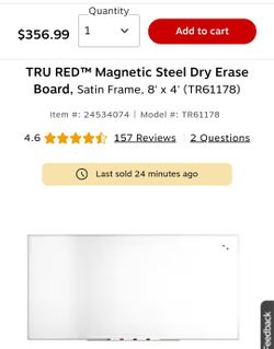 TRU RED PORCELAIN DRYERASE WHITEBOARD