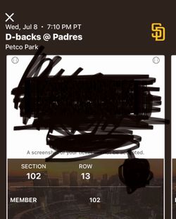 Section 102 Row 13! Padres DBacks Wednesday 7/8/26