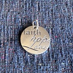 Silver Tone Faith Hope Love Pendant