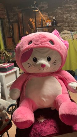 Pink axolotl/kitty plush