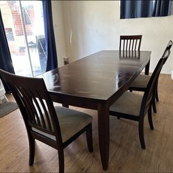 Long Dinner Table and Chairs and bench