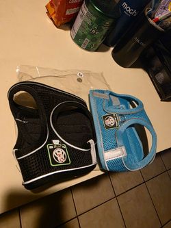 2-Pack Step-In Mesh Dog Harnesses (Size M) - Blue & Black