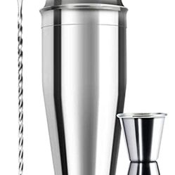 24oz Cocktail Shaker Bar Set - Professional Margarita Mixer Drink Shaker and Measuring Jigger & Mixing Spoon Set - Professional Stainless Steel Bar To