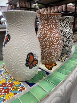 Talavera-Style Ceramic Decorative Vases