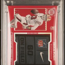 2022 panini encased substantial rookie swatch ss35 Brock Purdy