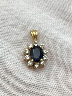 1" Diamond & blue stone pendant #28984