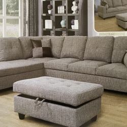 New Gray Linen Sofa Set