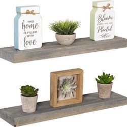 Imperative Decor Floating Wall Shelves Set of 2 - Functional & Rustic Wooden Shelve for Home Furnishing, Bathroom, Kitchen, & Farmhouse - USA Handmade