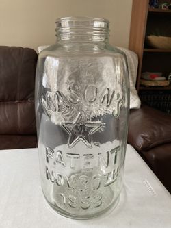 Vintage Huge Mason 1858 Eagle Star 5 Gallon Glass Jar
