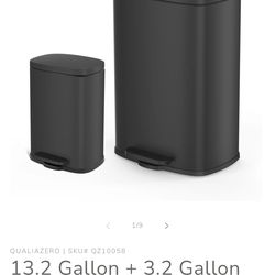 Qualiazero  13.2 Gallon + 3.2 Gallon Rectangular Matte Black Step Can Combo $80