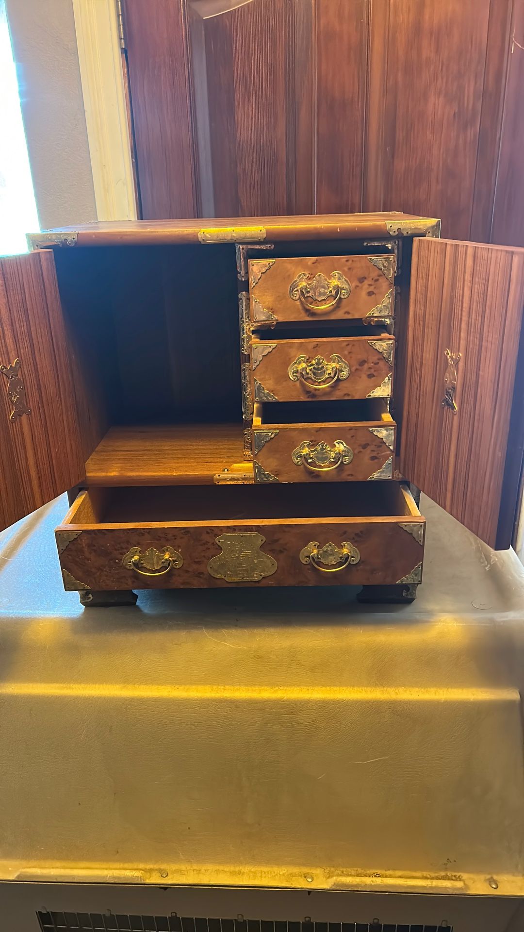 Beautiful Antique End Cabinet With Brass Fitting