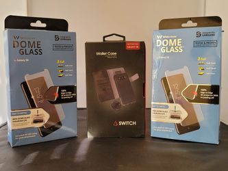 Galaxy S8 - 2x Glass screen Protectors & magnetic wallet case