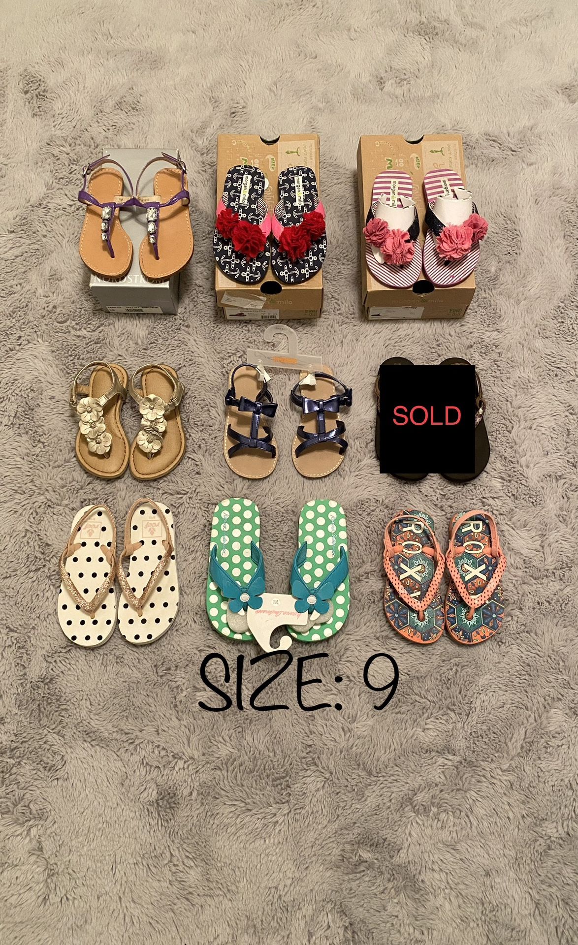 ****LIKE NEW‼️*** GIRL SIZE 9 SANDALS/SHOE LOT - NORDSTROM, MORGAN & MILO, STEPPING STONES, HANA ANDERSON, REEF, ROXY