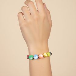 ALE-HOP Colorful Beaded Bracelet Yin Yang Stars Rainbow Discs Adjustable Spain