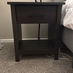 Mainstays Hillside Nightstand with Drawer, Rich Brown Finish 