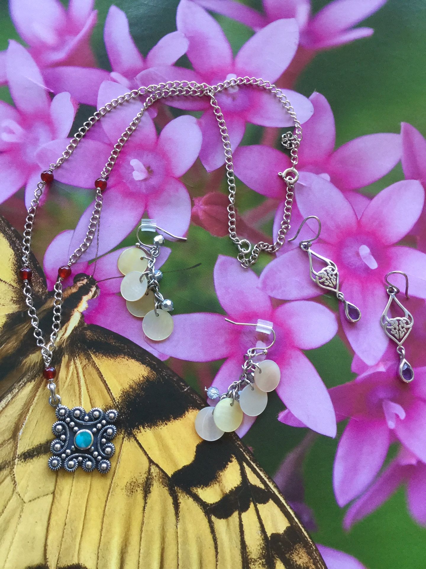 Assorted Silver jewelry and more / necklace $25 / earring silver $20 / fashion erring $15 ๐ฟ๐ธ๐ฟ