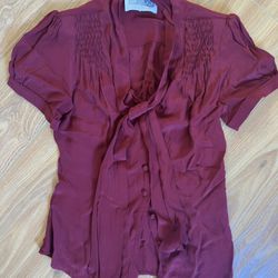 Seamstress of Bloomsbury Retro Vintage Short Sleeve Medium Blouse UK 10