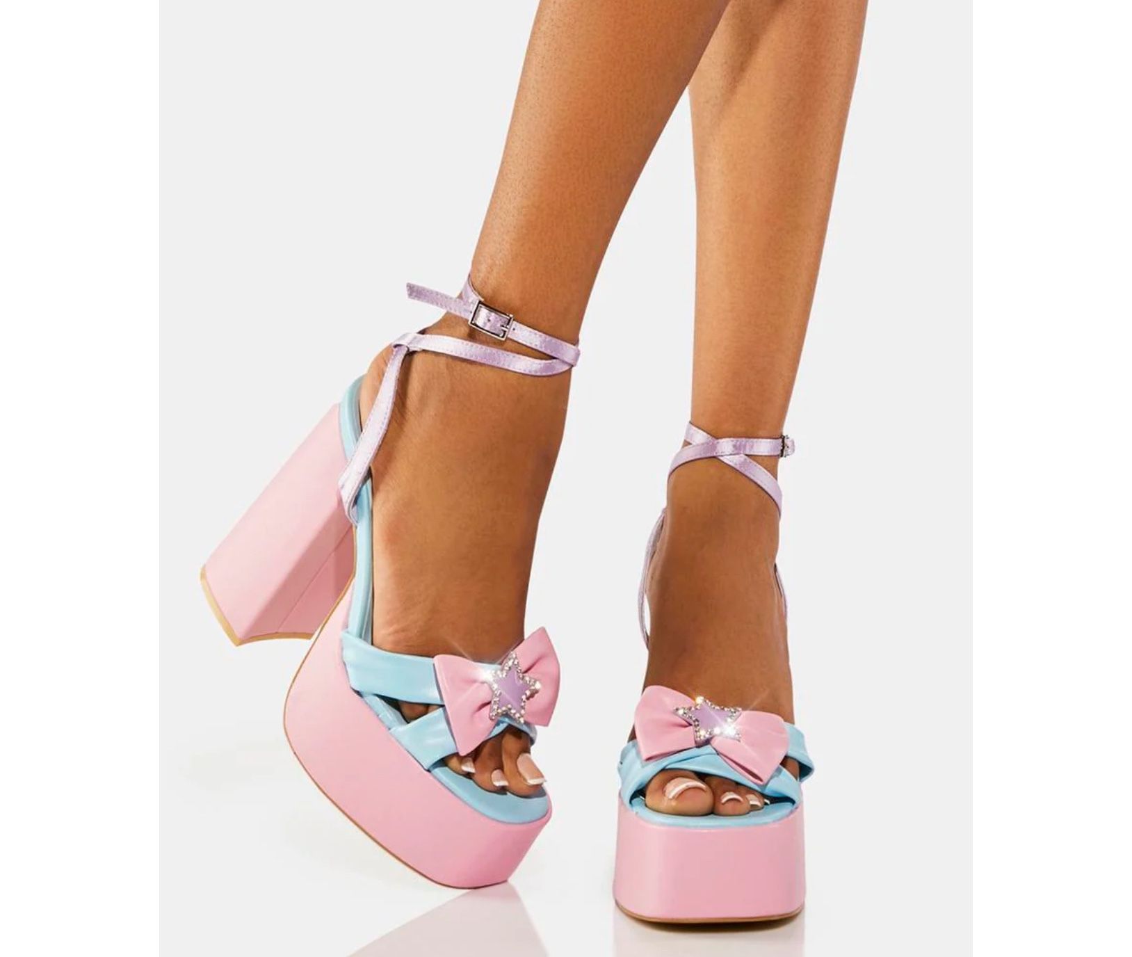 Galactic Kawaii Princess Platform Heels Koi Footwear Sz 9 Japan Light Blue Pink Purple Star