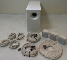 Bose Acoustimass 10 Home Theater Subwoofer + 3 Cube Speakers & Cables 8ohm